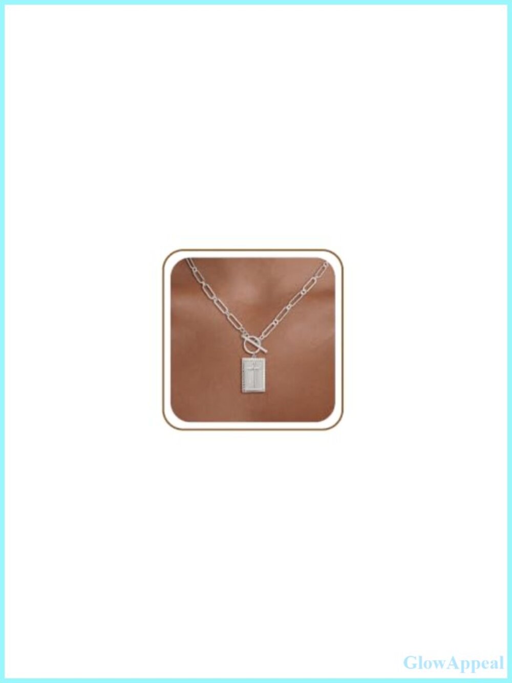 14K Gold Plated Paperclip Chain Cross Pendant Necklace Toggle Clasp